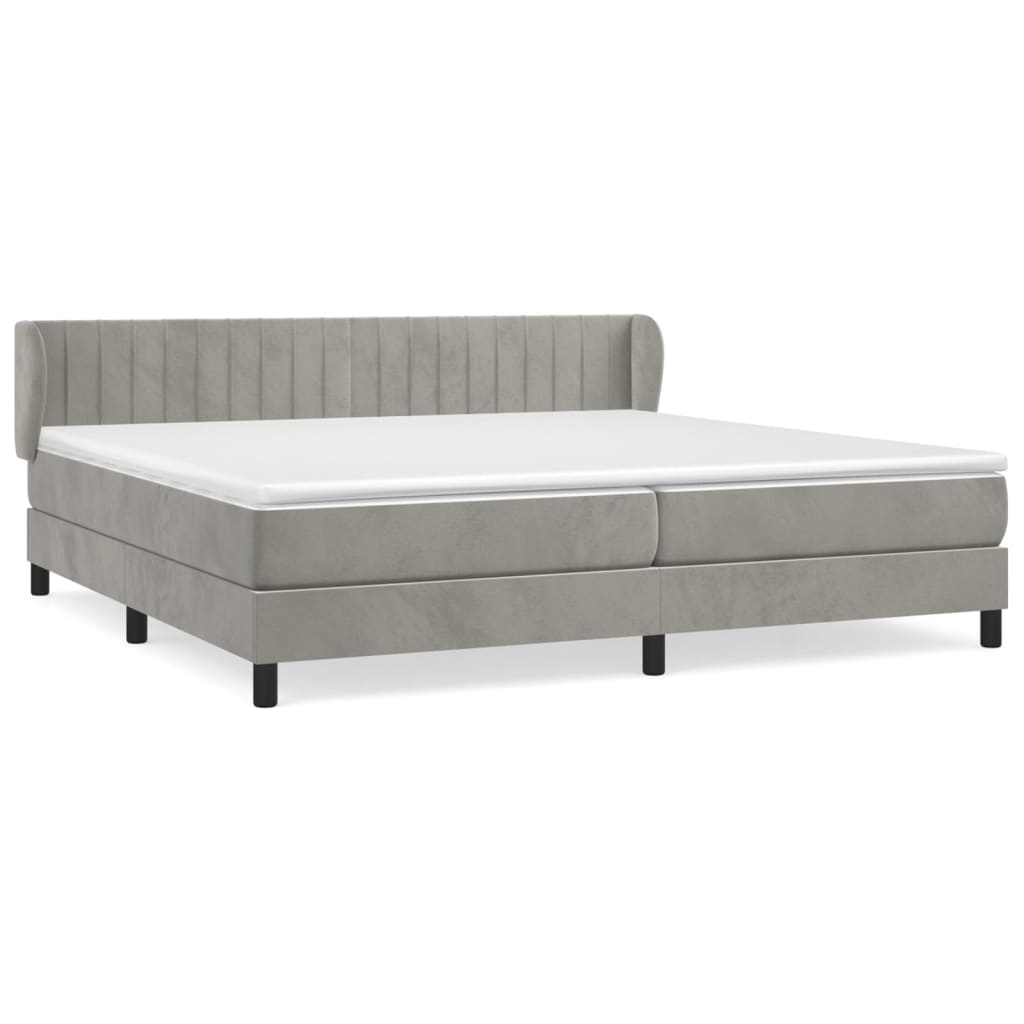 Box Spring Postel S Matrací Samet Světle Šedá