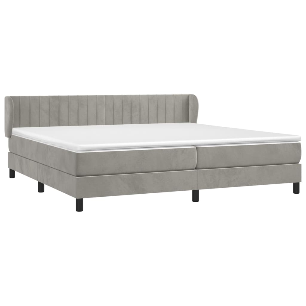 Box Spring Postel S Matrací Samet Světle Šedá