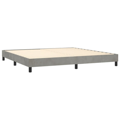 Box Spring Postel S Matrací Samet Světle Šedá