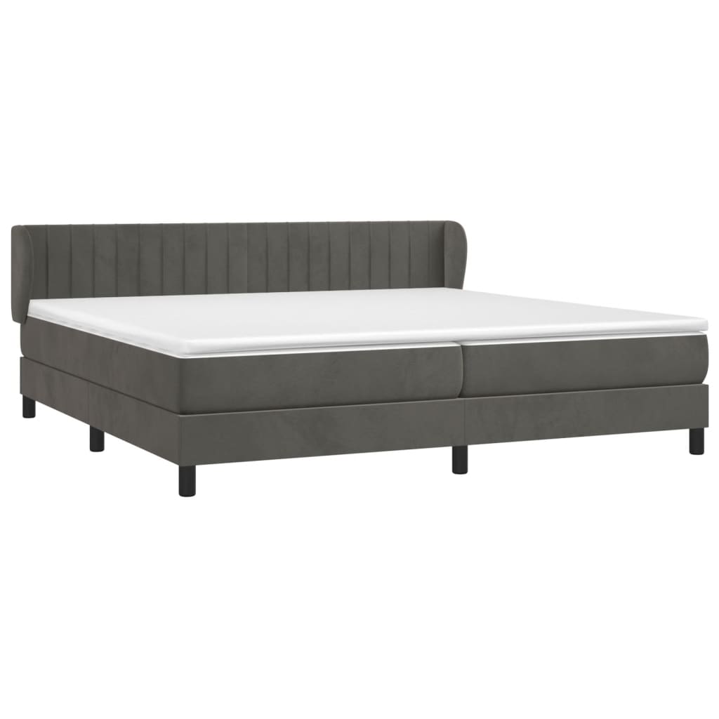 Box Spring Postel S Matrací Samet Tmavě Šedá