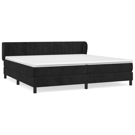 Box Spring Postel S Matrací Černá Samet Černá