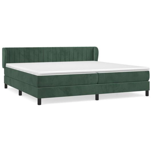 Box Spring Postel S Matrací Samet Tmavě Zelená