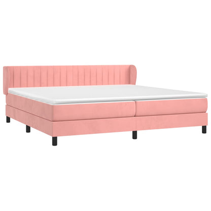 Box Spring Postel S Matrací Samet Růžová