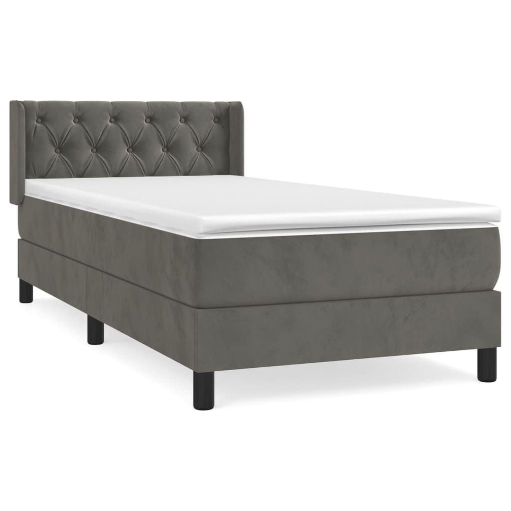 Box Spring Postel S Matrací Samet Tmavě Šedá
