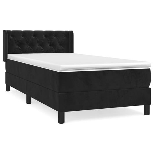 Box Spring Postel S Matrací Černá Samet Černá