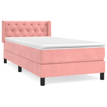 Box Spring Postel S Matrací Samet Růžová