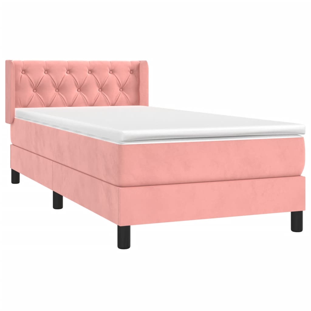 Box Spring Postel S Matrací Samet Růžová