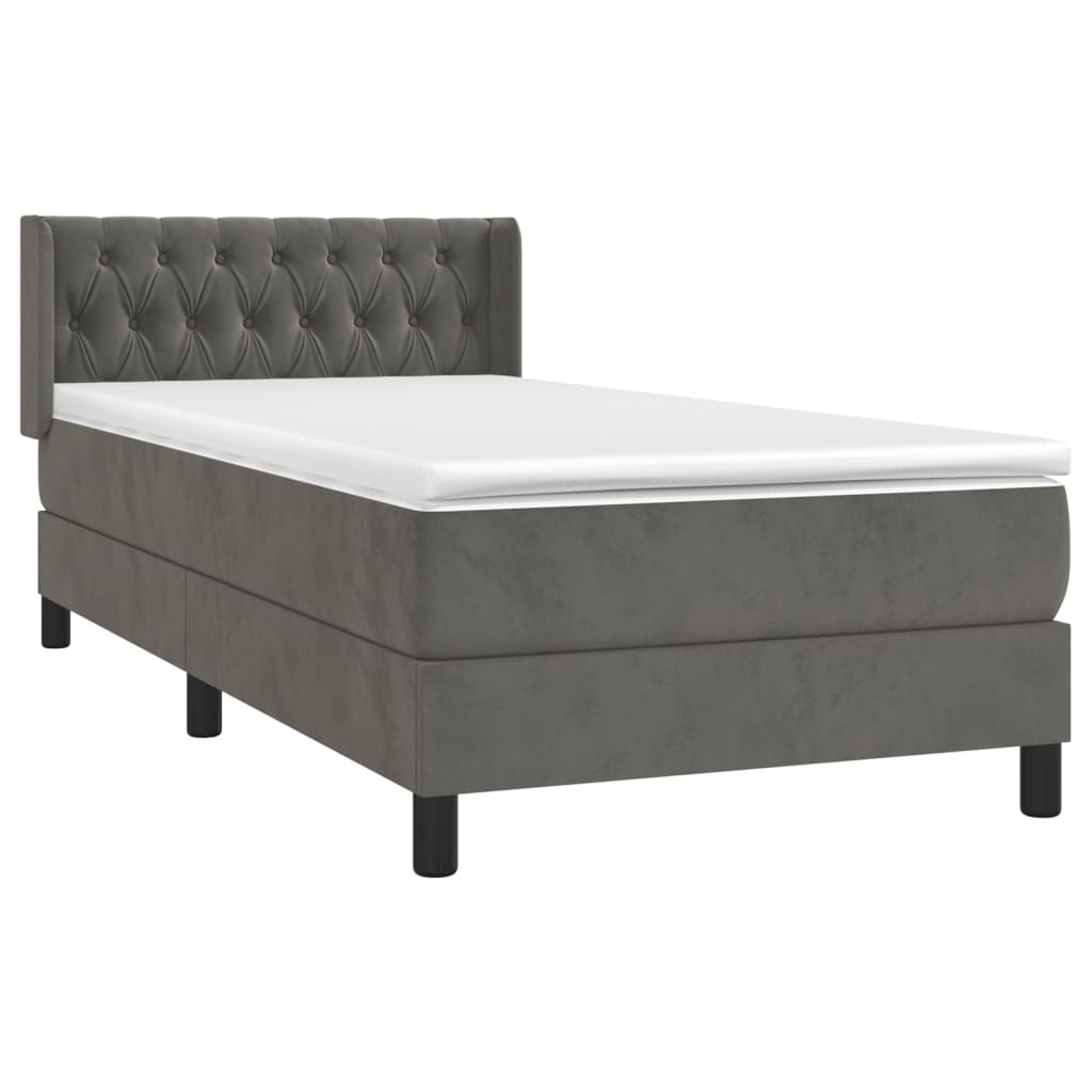 Box Spring Postel S Matrací Samet Tmavě Šedá