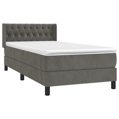 Box Spring Postel S Matrací Samet Tmavě Šedá