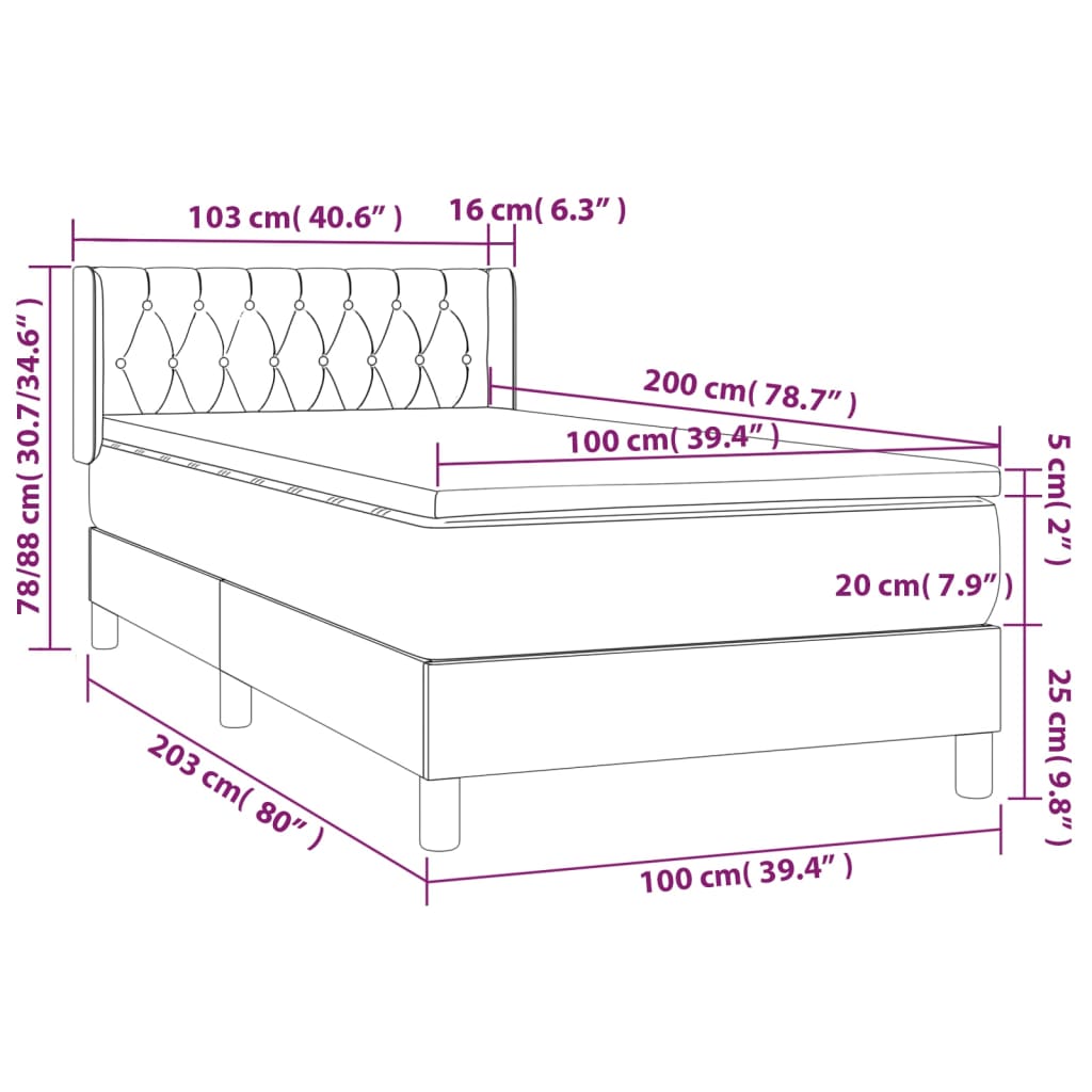 Box Spring Postel S Matrací Černá Samet Černá