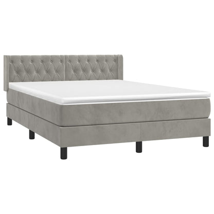 Box Spring Postel S Matrací Samet Světle Šedá