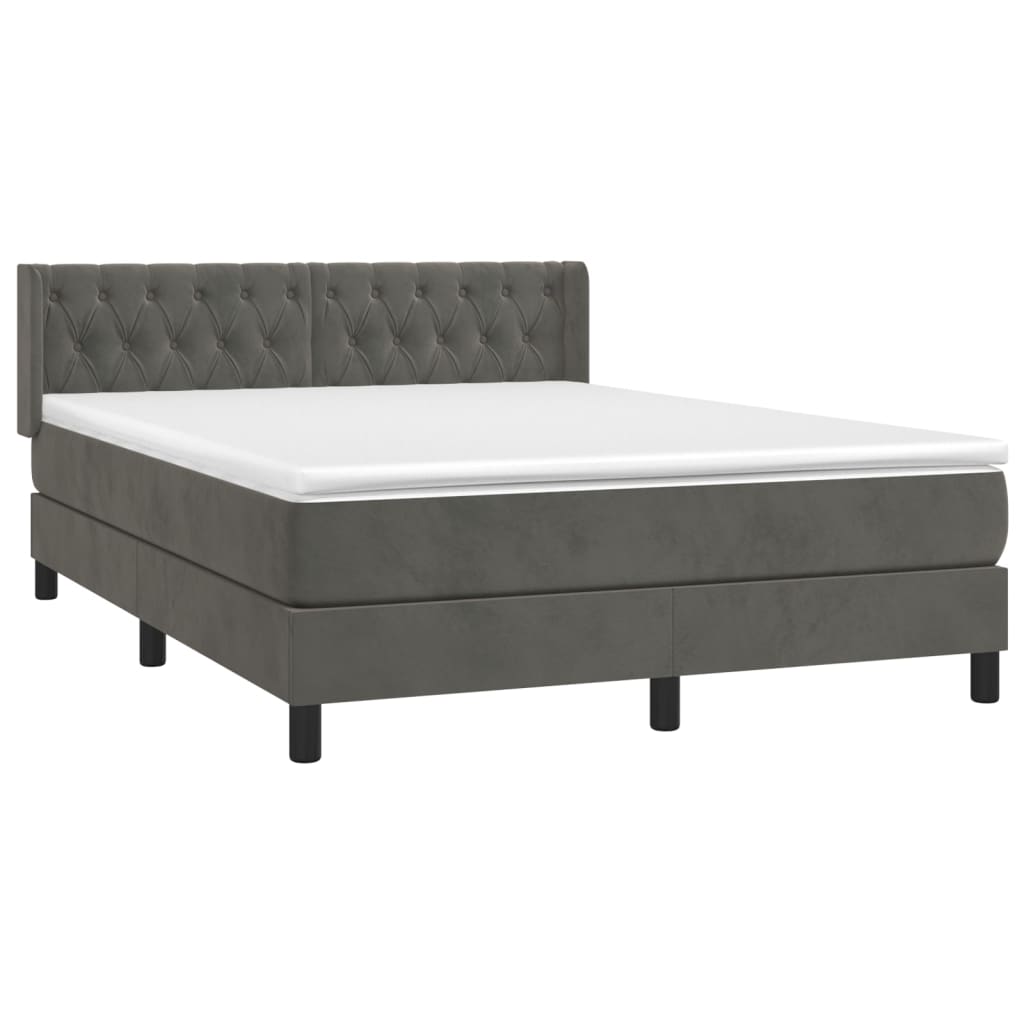 Box Spring Postel S Matrací Tmavě Šedý Samet Tmavě Šedá