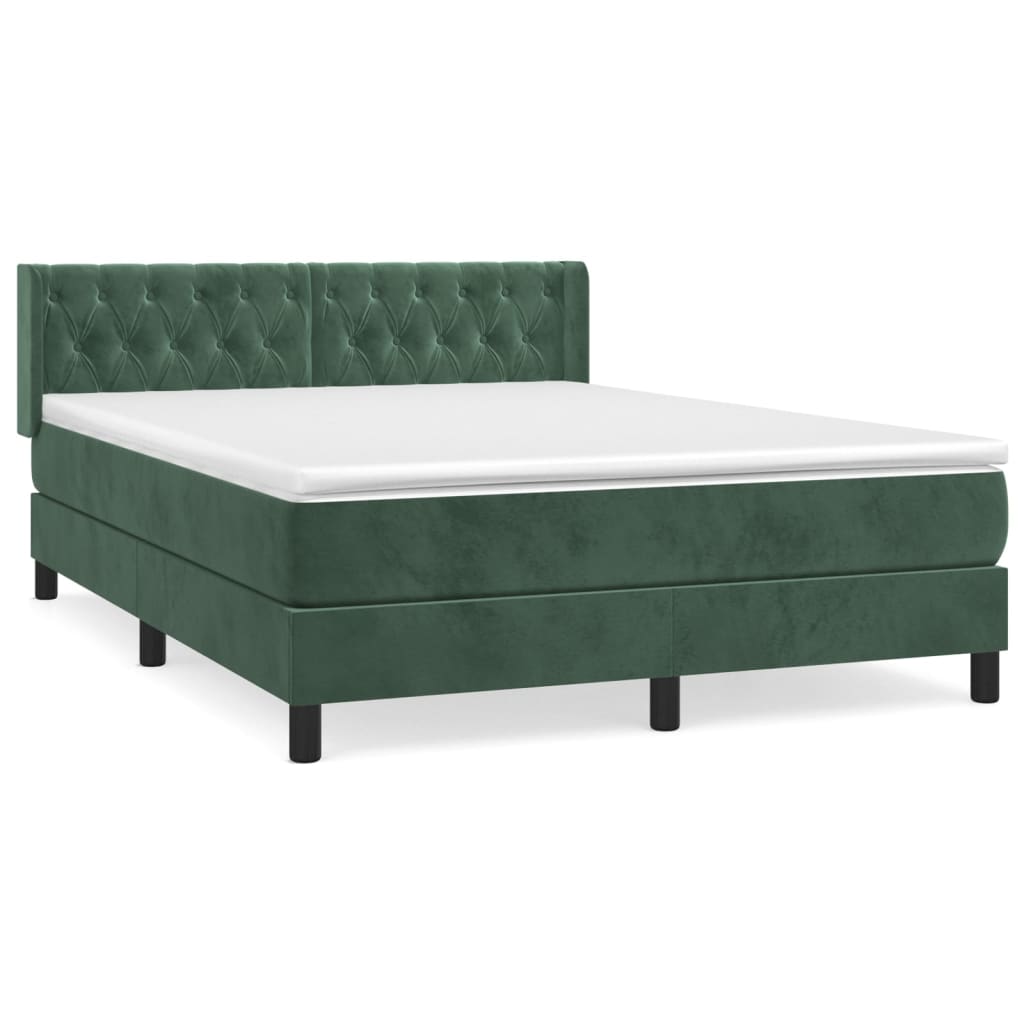 Box Spring Postel S Matrací Samet Tmavě Zelená