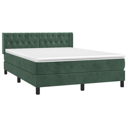 Box Spring Postel S Matrací Samet Tmavě Zelená