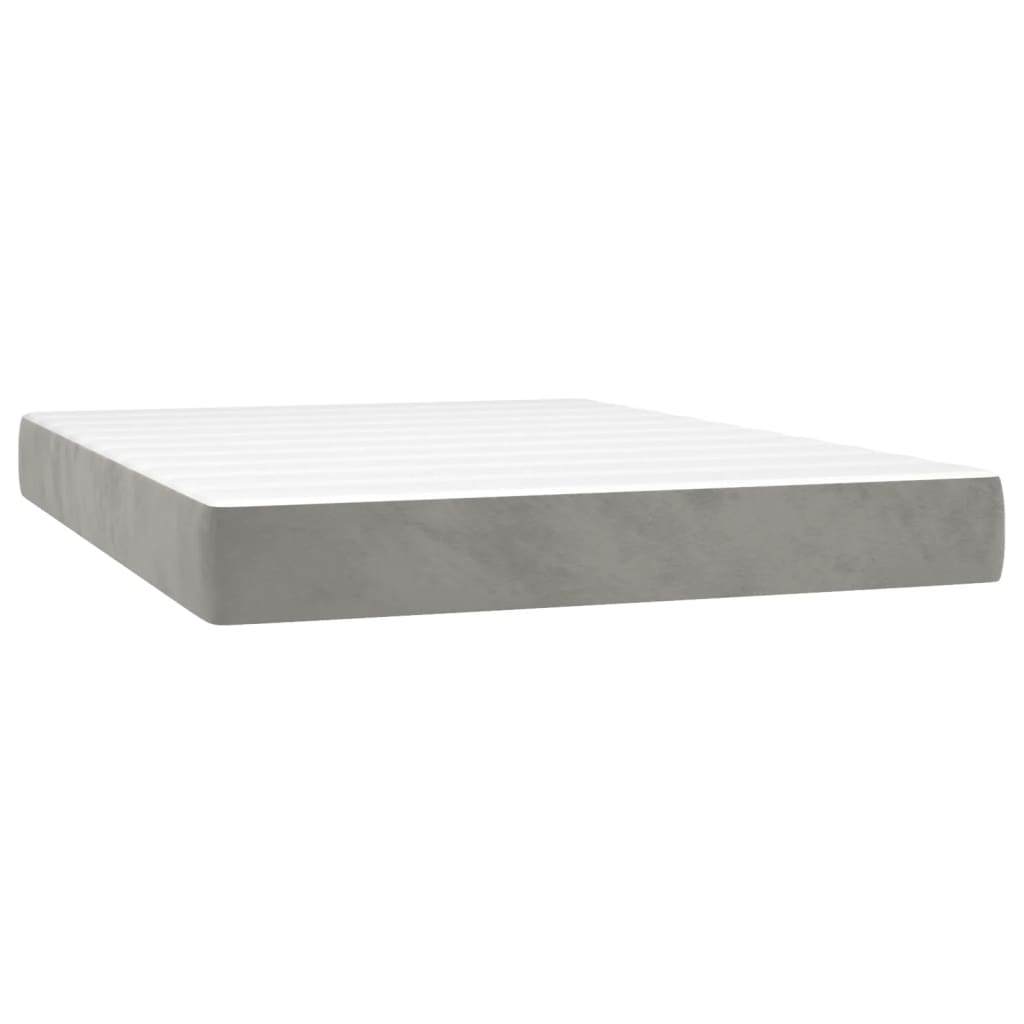 Box Spring Postel S Matrací Samet Světle Šedá