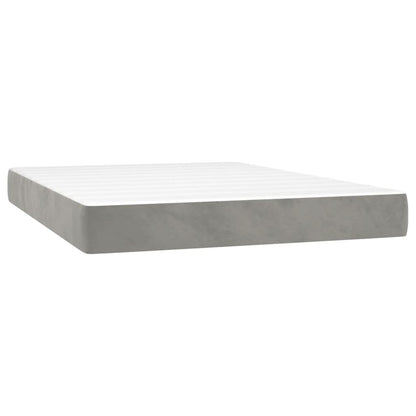 Box Spring Postel S Matrací Samet Světle Šedá