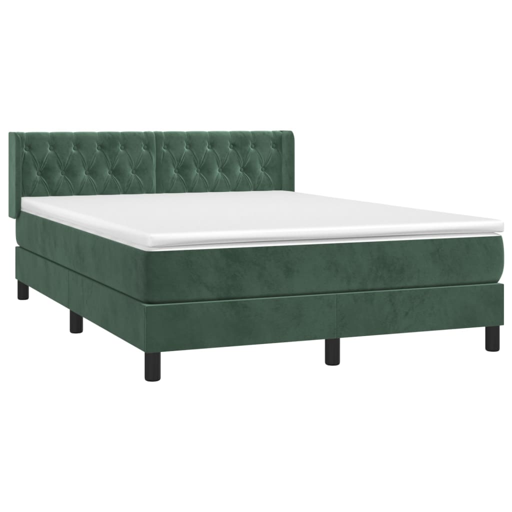Box Spring Postel S Matrací Samet Tmavě Zelená