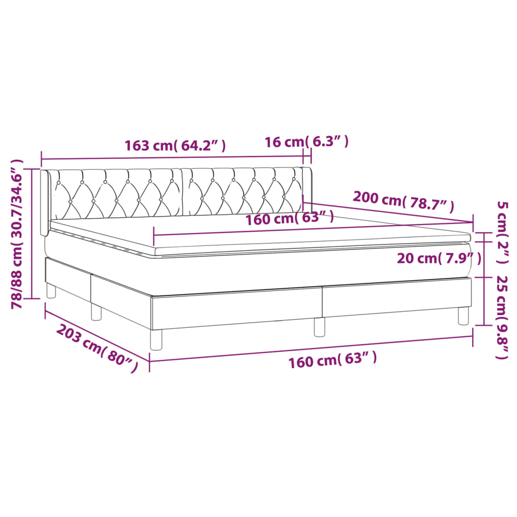 Box Spring Postel S Matrací Černá Samet Černá