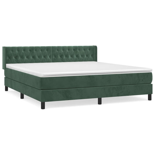 Box Spring Postel S Matrací Samet Tmavě Zelená