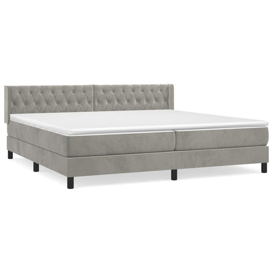 Box Spring Postel S Matrací Samet Světle Šedá
