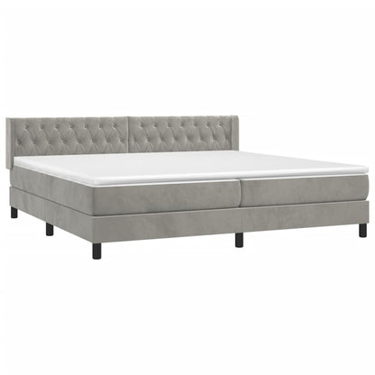 Box Spring Postel S Matrací Samet Světle Šedá