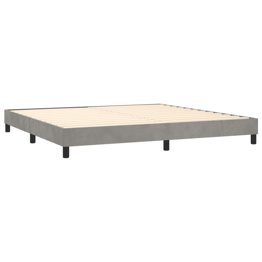 Box Spring Postel S Matrací Samet Světle Šedá