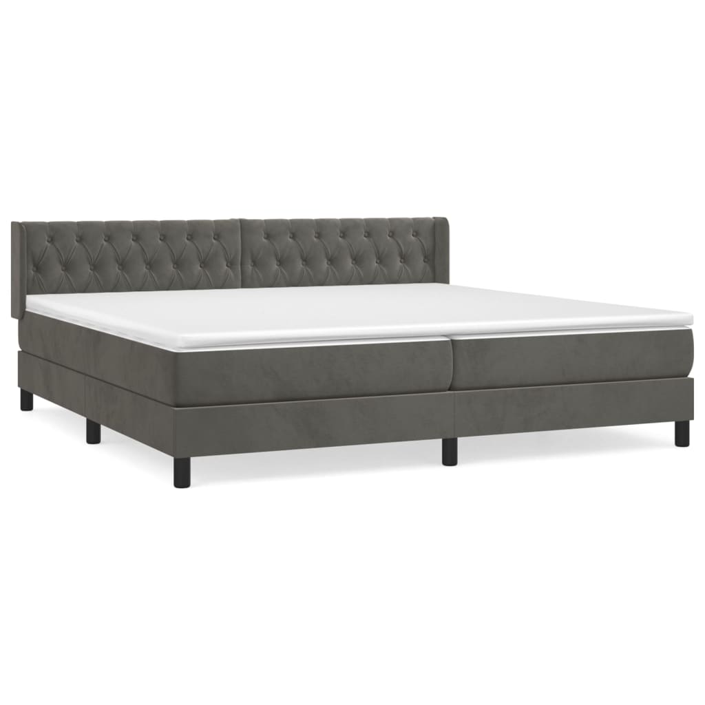 Box Spring Postel S Matrací Samet Tmavě Šedá