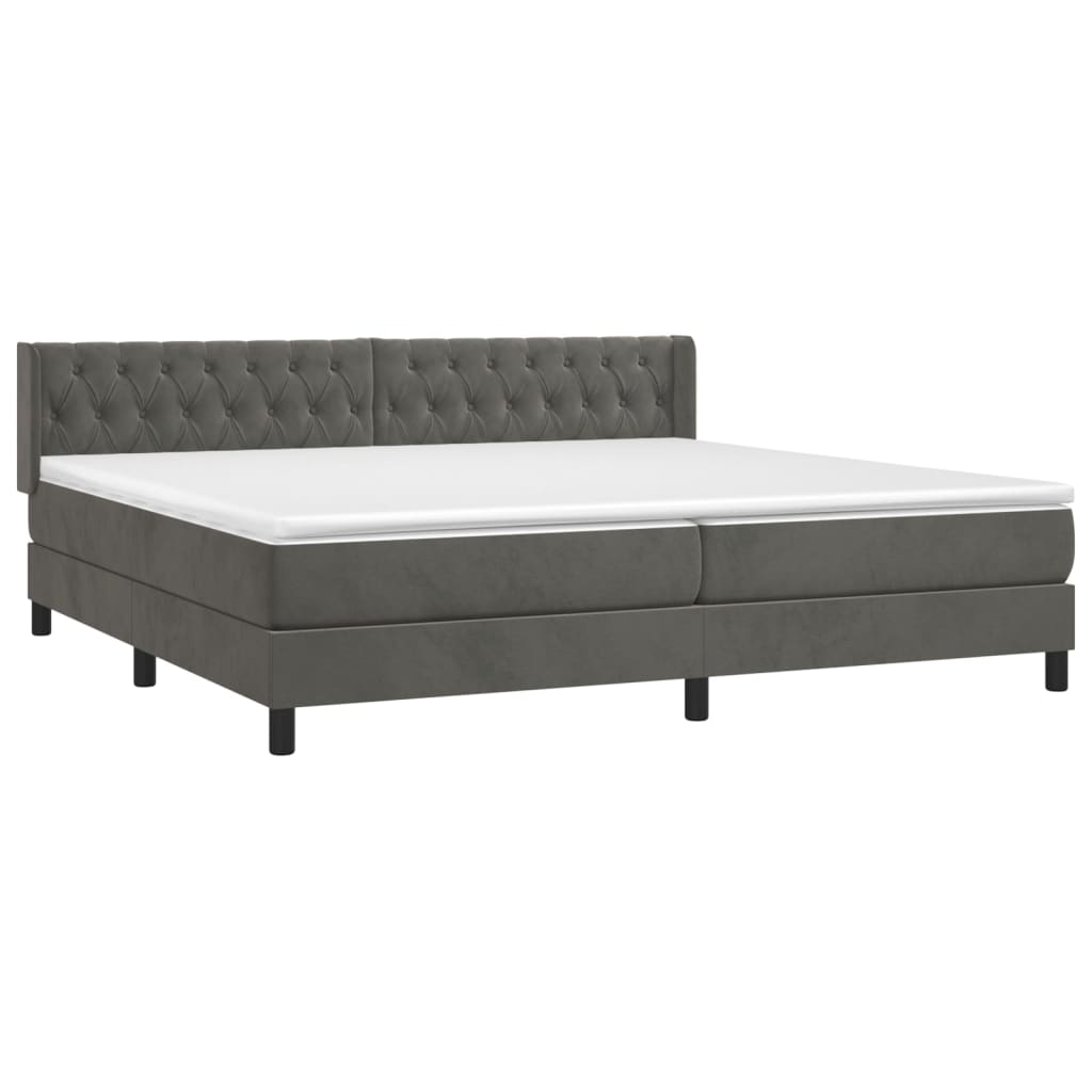 Box Spring Postel S Matrací Samet Tmavě Šedá