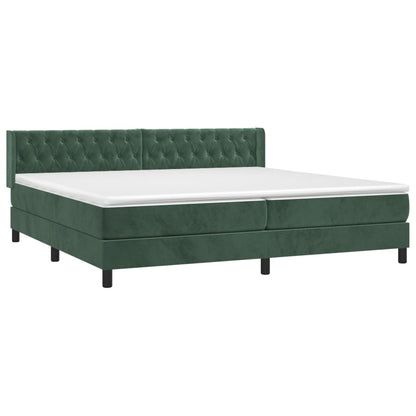 Box Spring Postel S Matrací Samet Tmavě Zelená