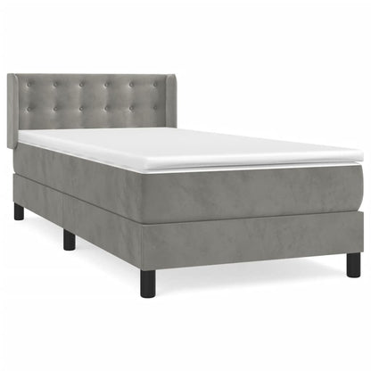 Box Spring Postel S Matrací Samet Světle Šedá