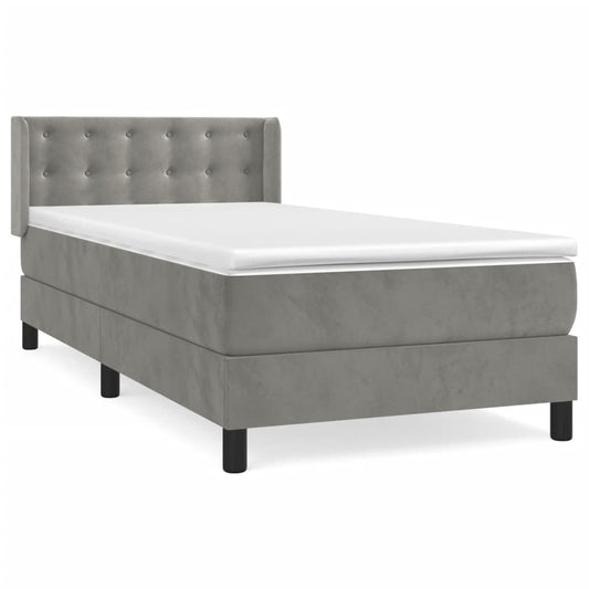 Box Spring Postel S Matrací Samet Světle Šedá
