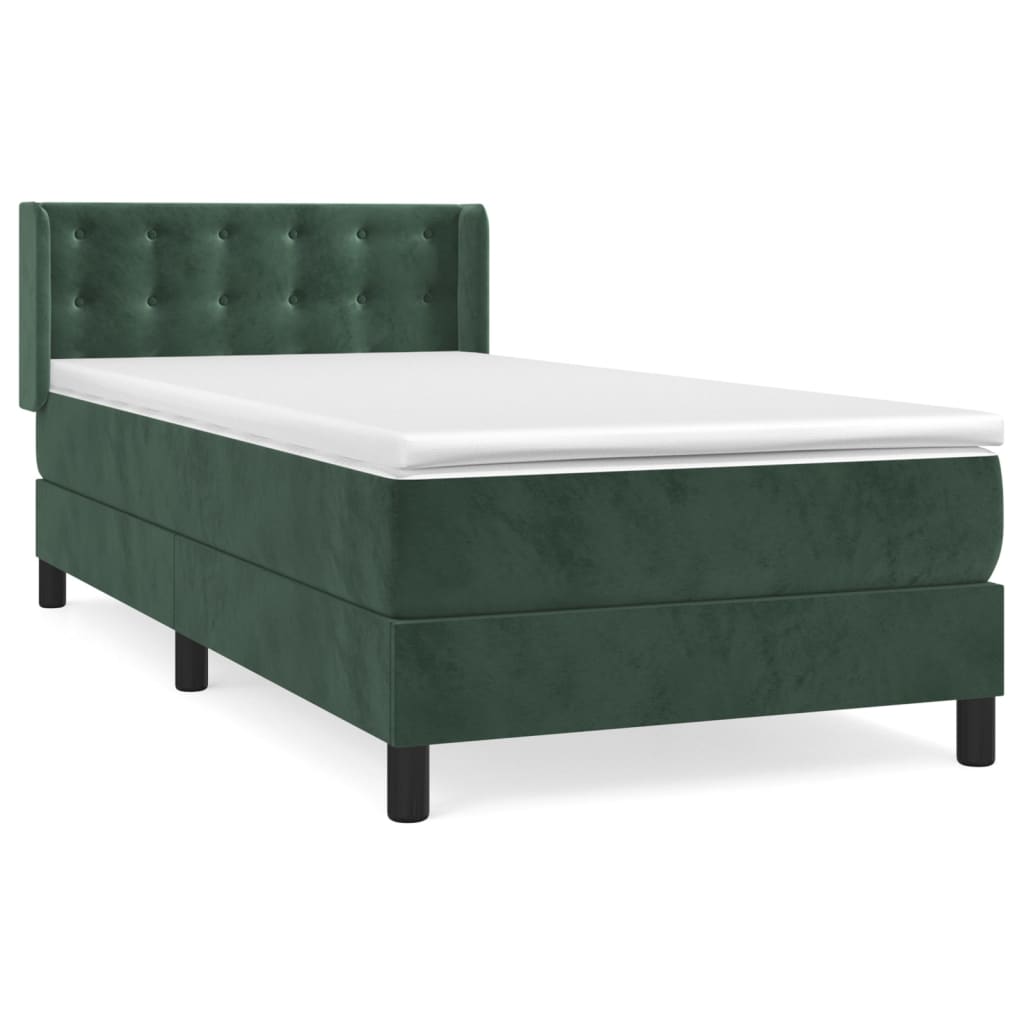 Box Spring Postel S Matrací Samet Tmavě Zelená