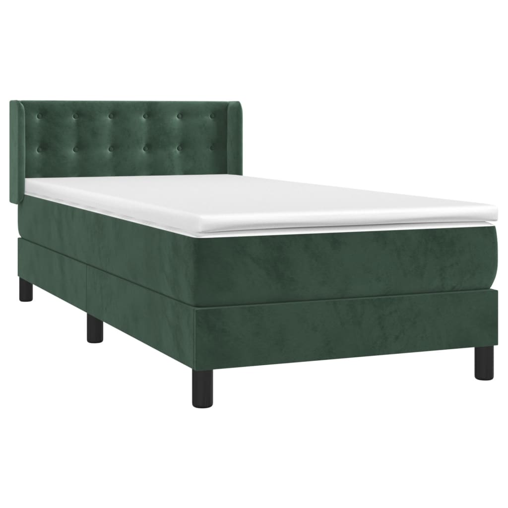 Box Spring Postel S Matrací Samet Tmavě Zelená