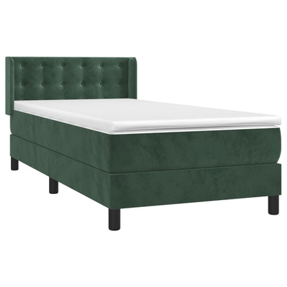 Box Spring Postel S Matrací Samet Tmavě Zelená
