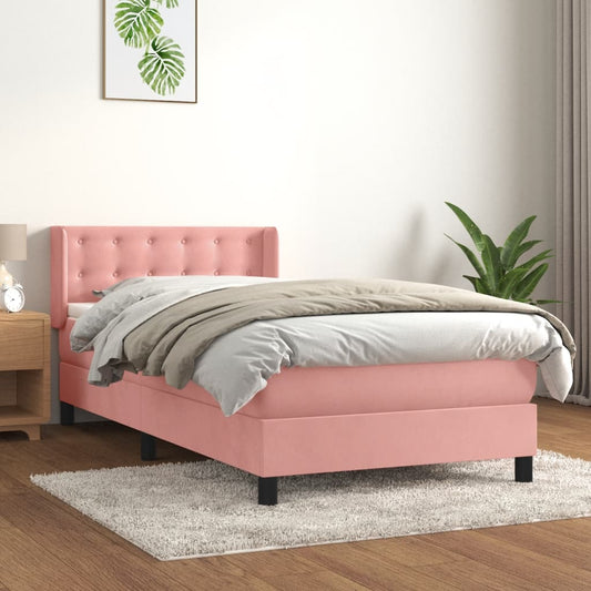 Box Spring Postel S Matrací Samet Růžová