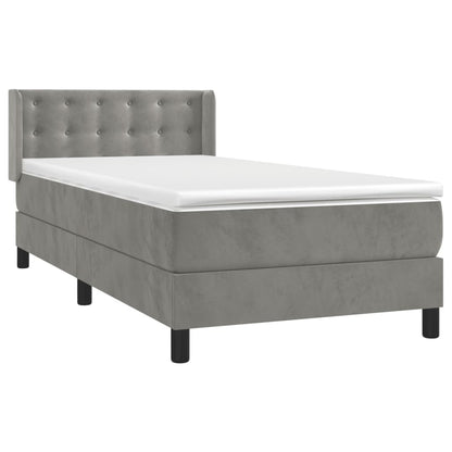 Box Spring Postel S Matrací Samet Světle Šedá