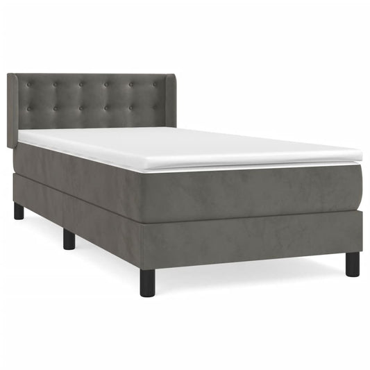 Box Spring Postel S Matrací Samet Tmavě Šedá