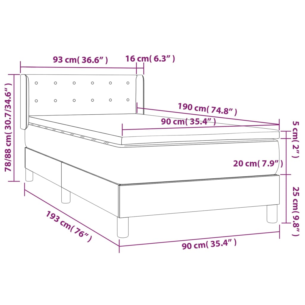 Box Spring Postel S Matrací Černá Samet Černá