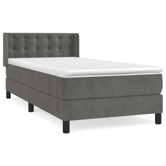 Box Spring Postel S Matrací Samet Tmavě Šedá