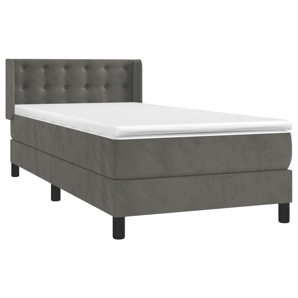 Box Spring Postel S Matrací Samet Tmavě Šedá