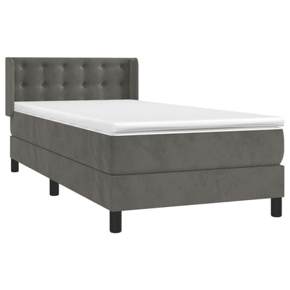 Box Spring Postel S Matrací Samet Tmavě Šedá