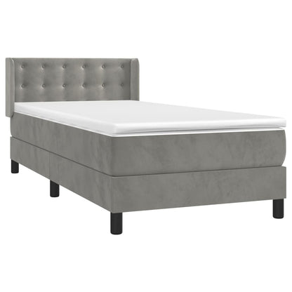Box Spring Postel S Matrací Samet Světle Šedá