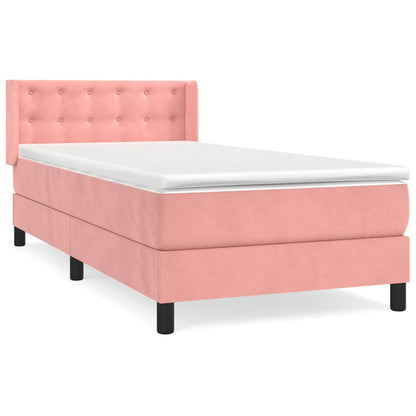 Box Spring Postel S Matrací Samet Růžová