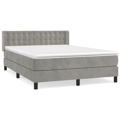Box Spring Postel S Matrací Samet Světle Šedá