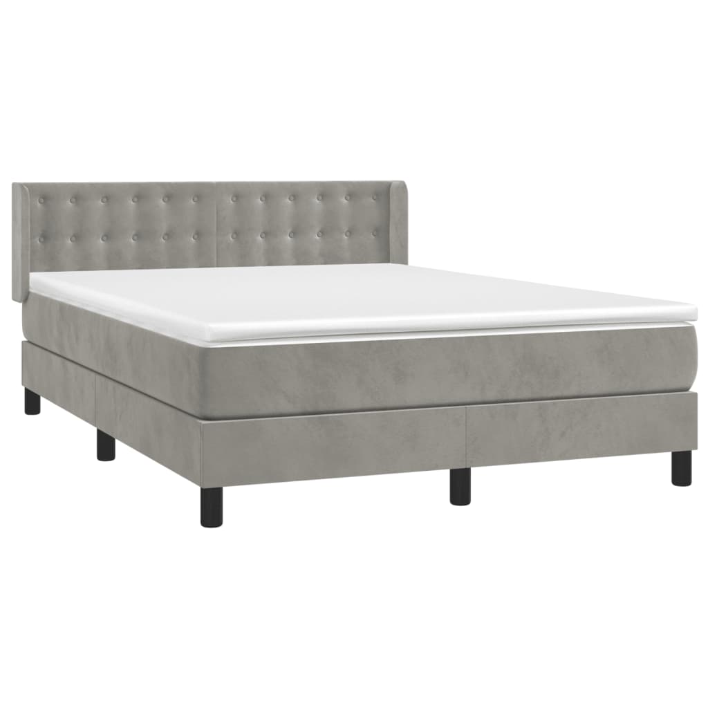 Box Spring Postel S Matrací Samet Světle Šedá