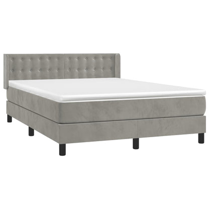 Box Spring Postel S Matrací Samet Světle Šedá