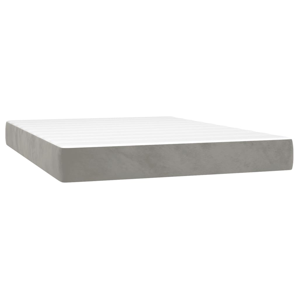 Box Spring Postel S Matrací Samet Světle Šedá