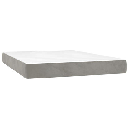 Box Spring Postel S Matrací Samet Světle Šedá