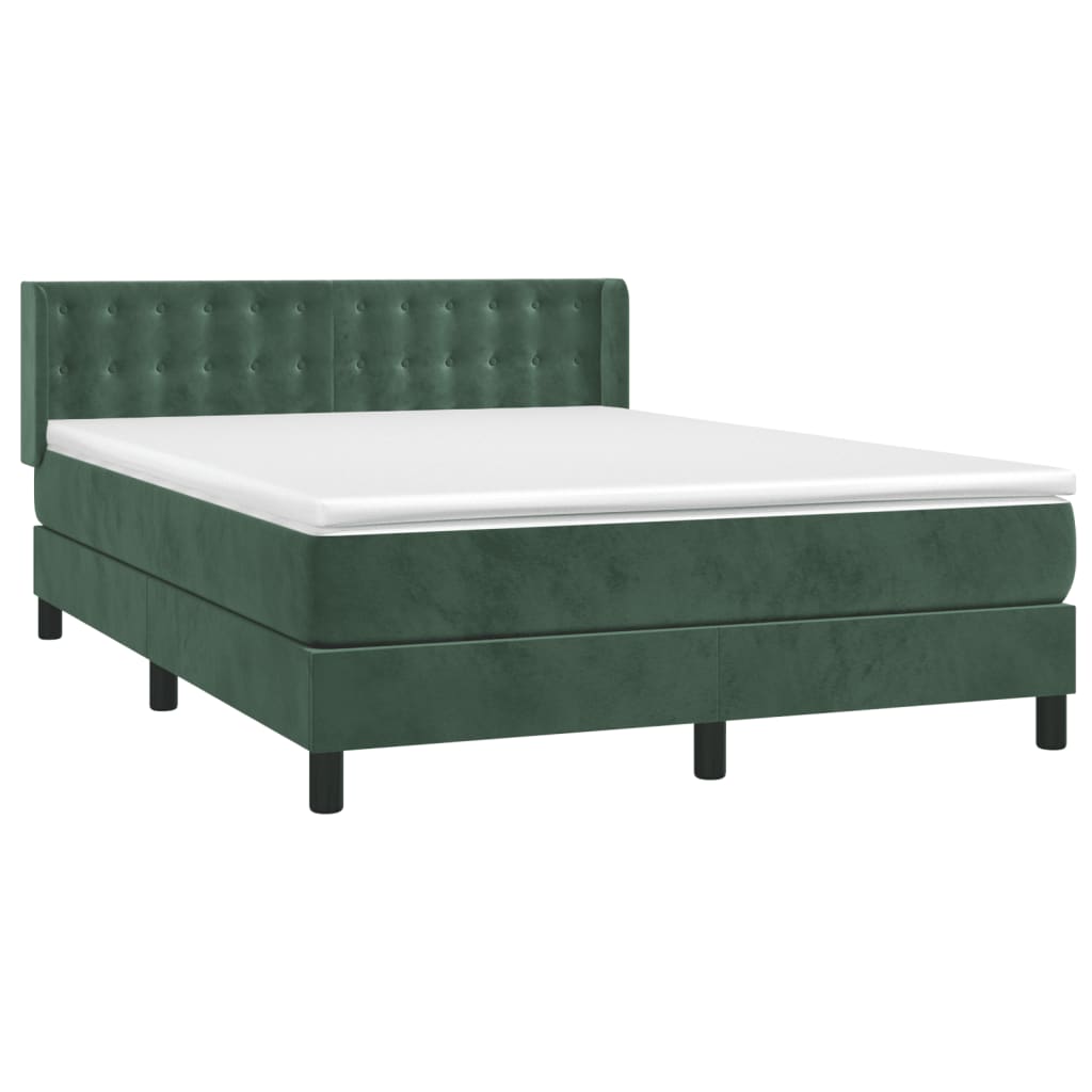 Box Spring Postel S Matrací Samet Tmavě Zelená