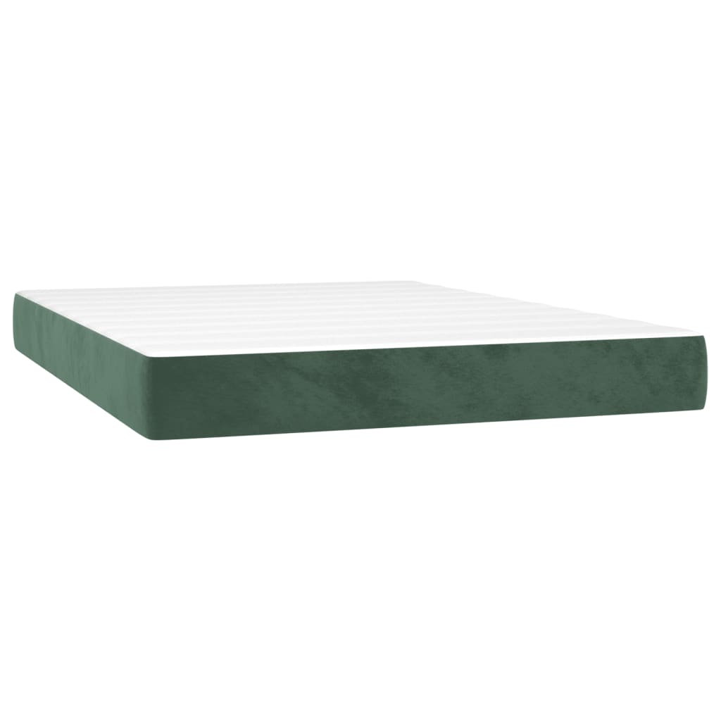 Box Spring Postel S Matrací Samet Tmavě Zelená